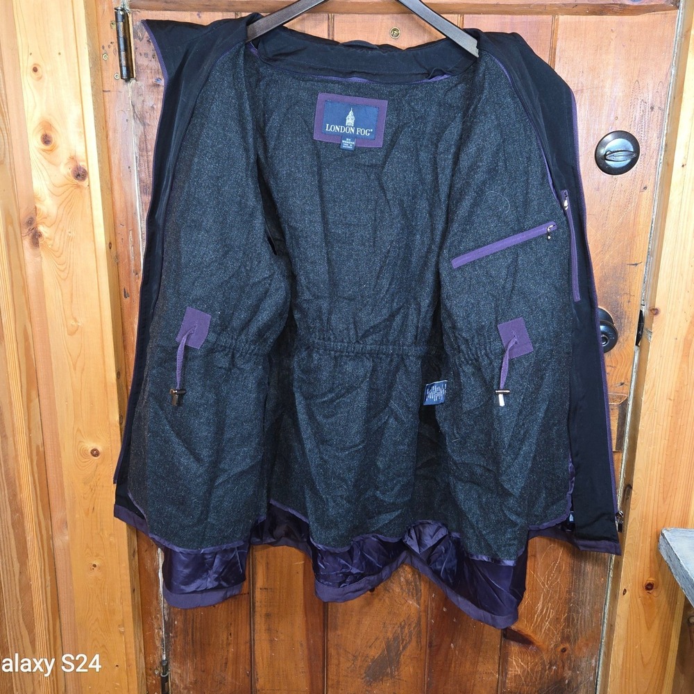 London Fog Womens 3X Purple Hooded‎ Zip Up Jacket Water Resistant Lined Warm - Picture 4 of 7